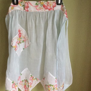 Mid Century Shabby Chic Schort Sheer Kerstmis organdy half schort