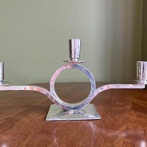 Vintage Hammered Silver Plate Candelabra by Restoration Hardware /Silverplated 3 Candles Candelabra