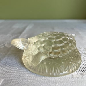 Mid Century Fenton Glass Turtle Figurine/ FENTON Glass Turtle Paperweight Chrystal Velvet Finish Rare EARLY TAG!!!