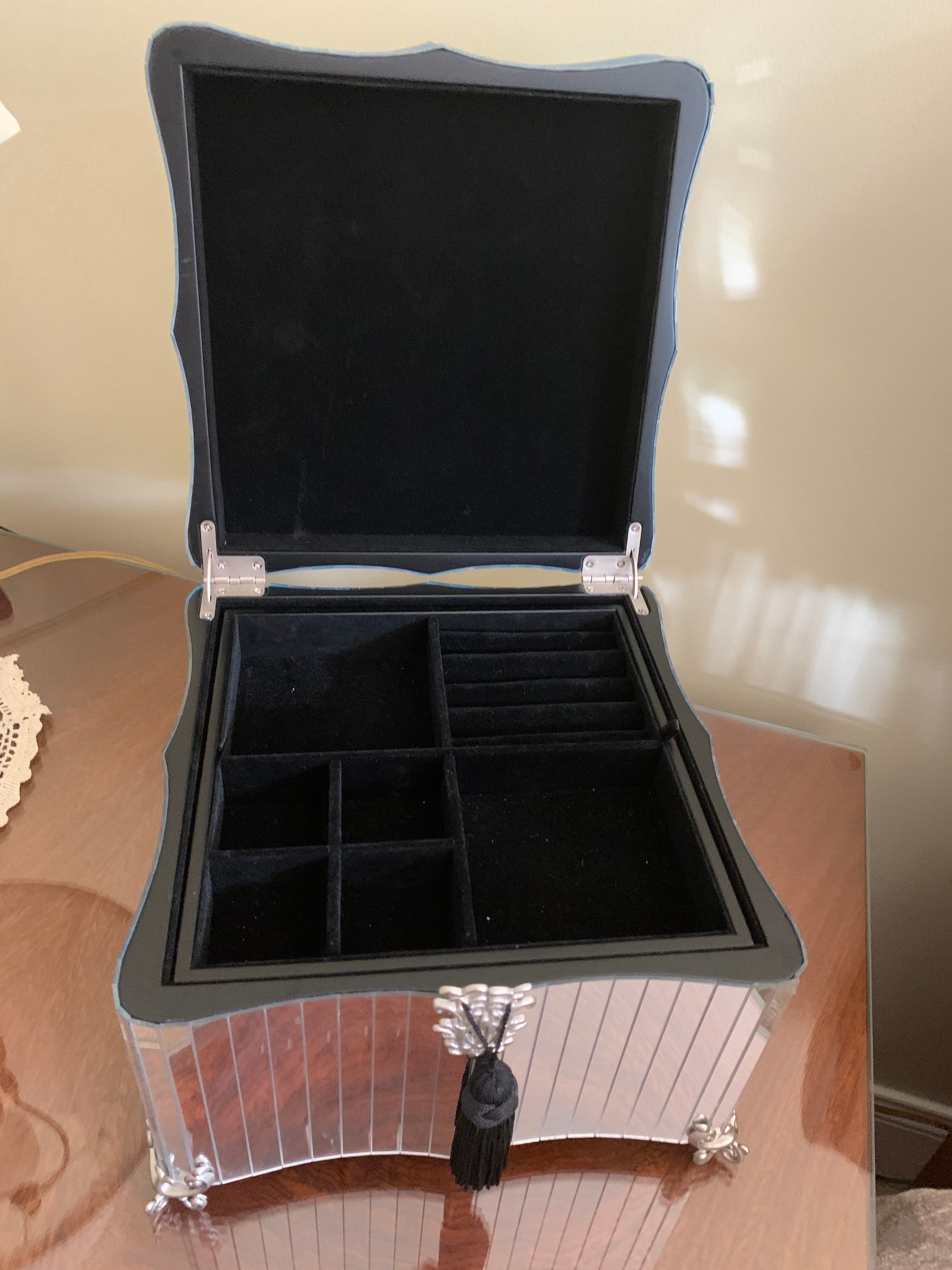 Bombay Company Mirrored Jewelry Box with Black Velvet Etsy