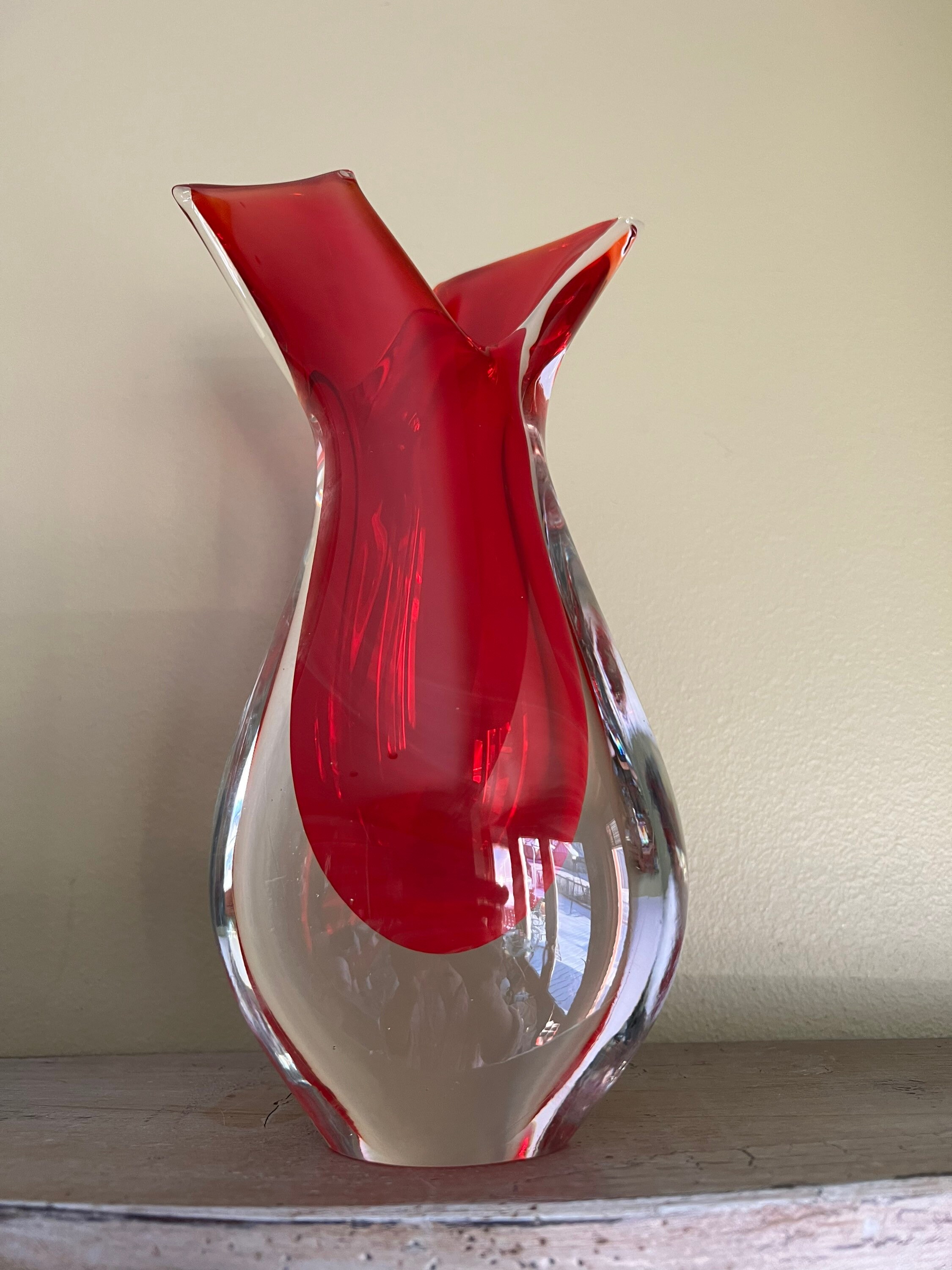 Vintage Murano Italy Glass Vase/murano Oball Sommerso Fishtail - Etsy