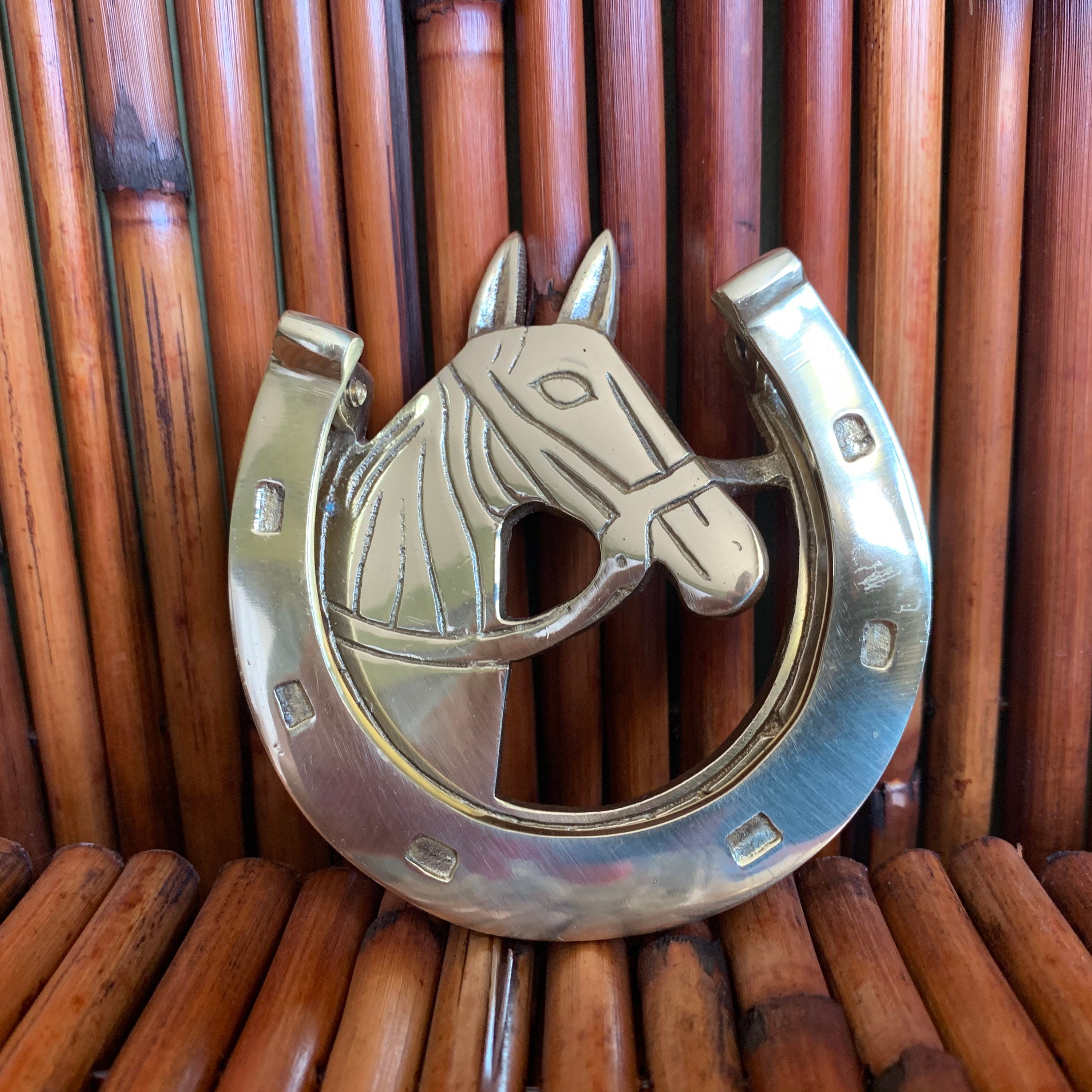 Vintage Brass Door Knocker/ Horseshoe Door Knocker/ Horse Head Etsy