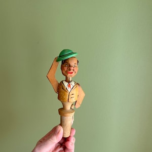 Mid Century Made in Italy Anri Wooden Bottle Stopper