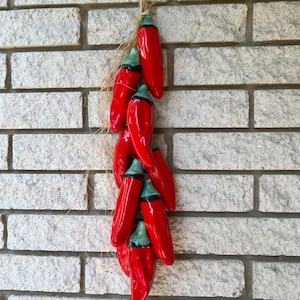 Vintage Ceramic Red Pepper Ristra/ Ceramic Pepper Ristra/ Ceramic Ristra/ Mexican Vegetable Ristra/ Large Red Pepper Ristra