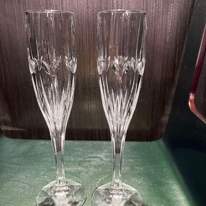 Vintage Lenox Crystal Champagne Flutes/ Pair  of Crystal Champagne Flutes by Lenox/ Set of Two Champagne Glasses