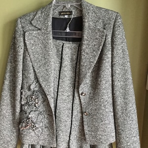 Angel Nina stylish ladies suit sz40 Eu S US/ salt and pepper tweed fabric suit