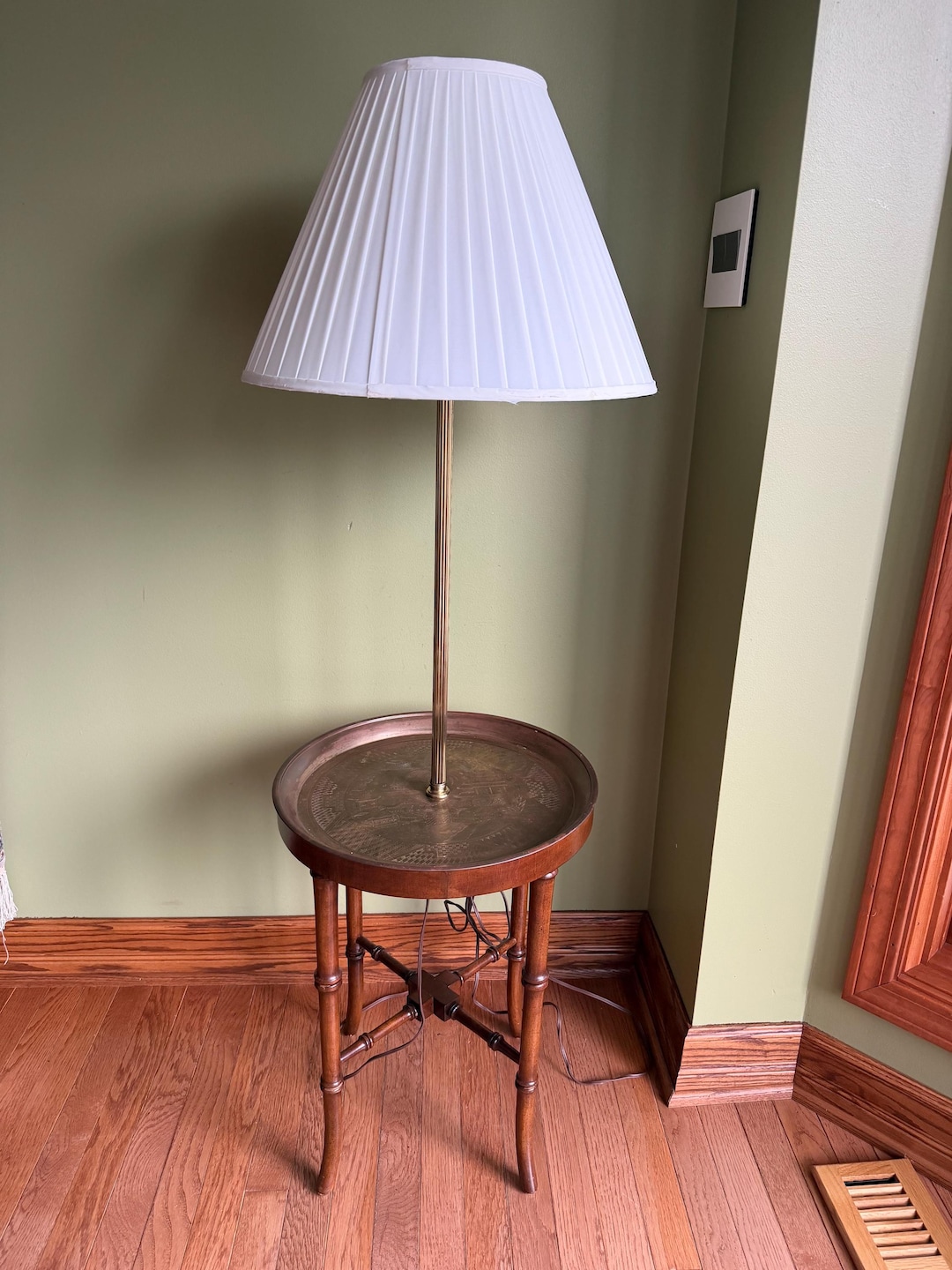 Vintage Frederick Cooper Floor Lamp With Asian Style Etched Brass