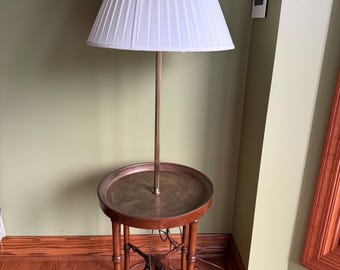 Frederick Cooper Brass and Green Marble Floor Lamp - Tall Brass