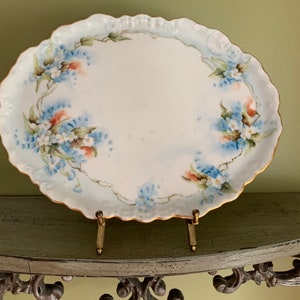Antique Limoges France artist signed Porcelain Plate Floral Hand Painted M. K. Friederich Serving Dish
