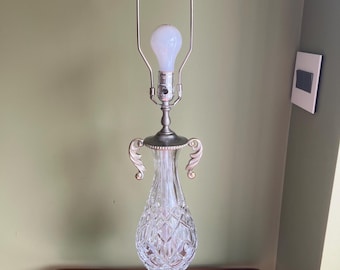 Vintage WATERFORD Crystal Westfield Table Lamp Made in Ireland/ Discontinued Waterford Crystal Westfield pattern Lamp Brass Handles and Base