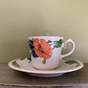 Vintage Villeroy & Boch Amapala Teacup and Saucer made in Germany/ Villeroy and Boch Fine China Coffee Cups and Saucers