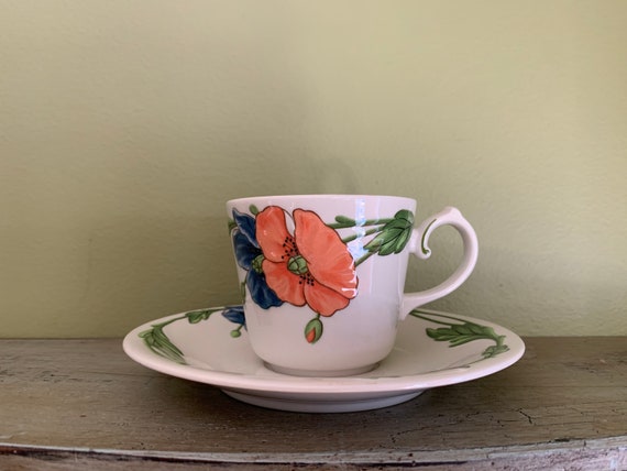 Vintage Villeroy & Boch Amapala Teacup and Saucer Made in Germany/ Villeroy  and Boch Fine China Coffee Cups and Saucers 