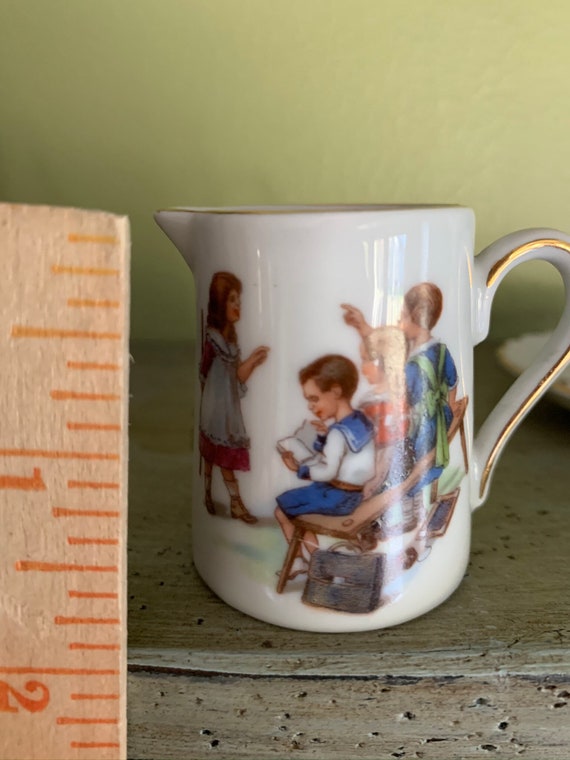 Rare Victoria Czechoslovakia Porcelain Miniature Pitcher & Saucer