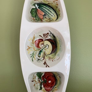 Vintage Mancioli Italia Cerámica Plato dividido para servir