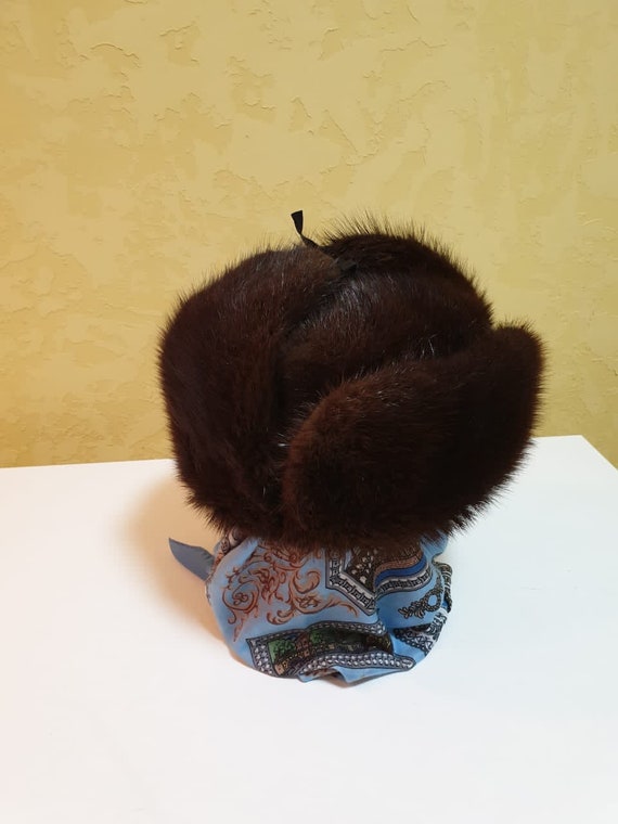Vintage Winter Muskrat Fur Hat /Trapper Muskrat H