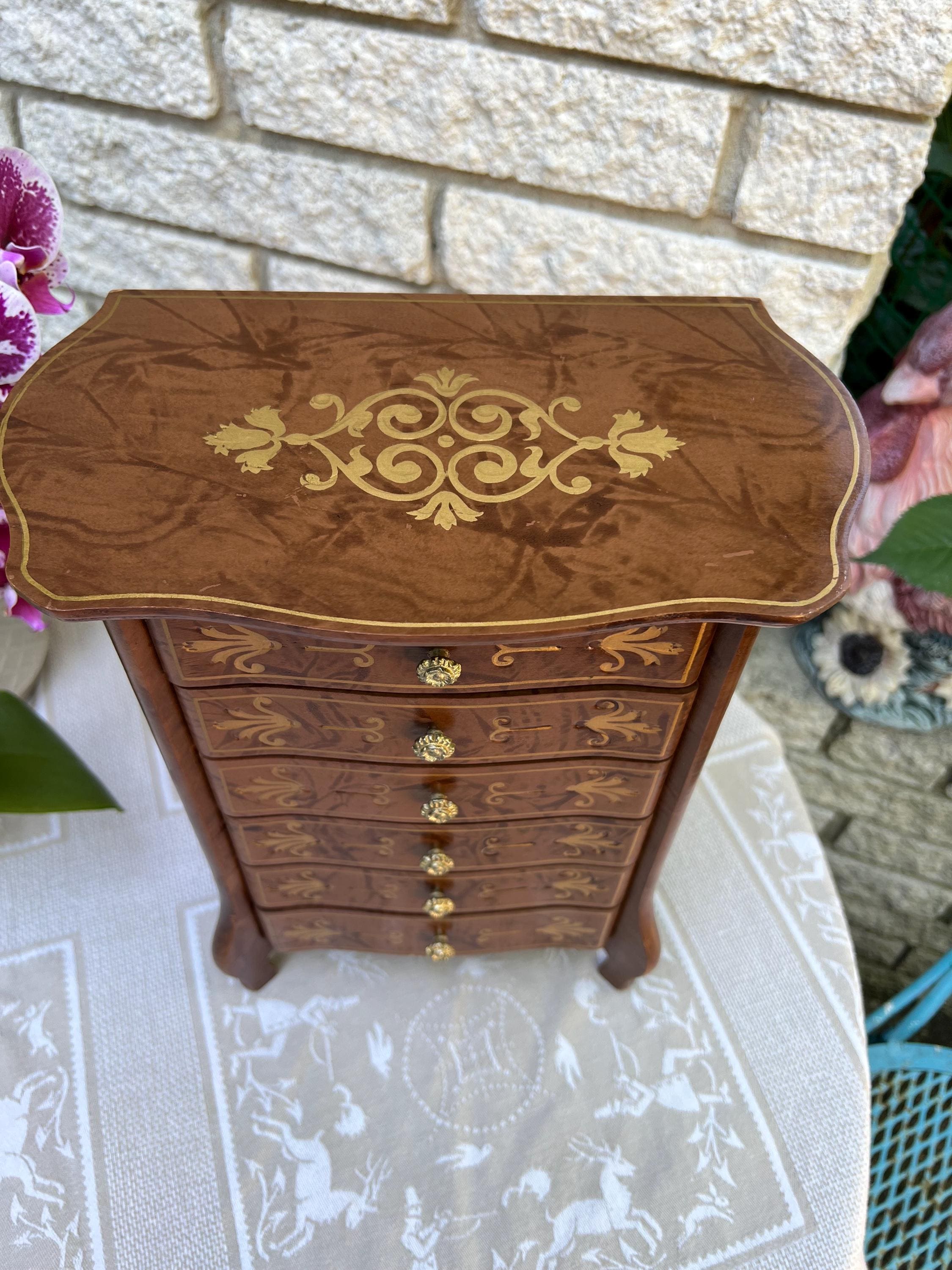 RARE Mid Century Musical Wooden Jewelry Armoire Made by