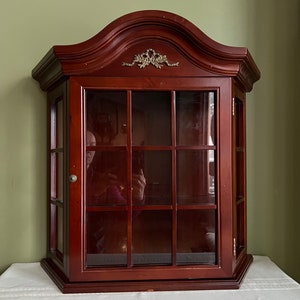 Vintage Wooden Wall Curio Cabinet 1996 Bombay Company Wooden Wall