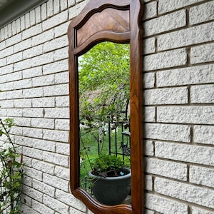 Vintage Tall Wooden Frame Wall Mirror/ Large Solid Wood Frame Wall Mirror