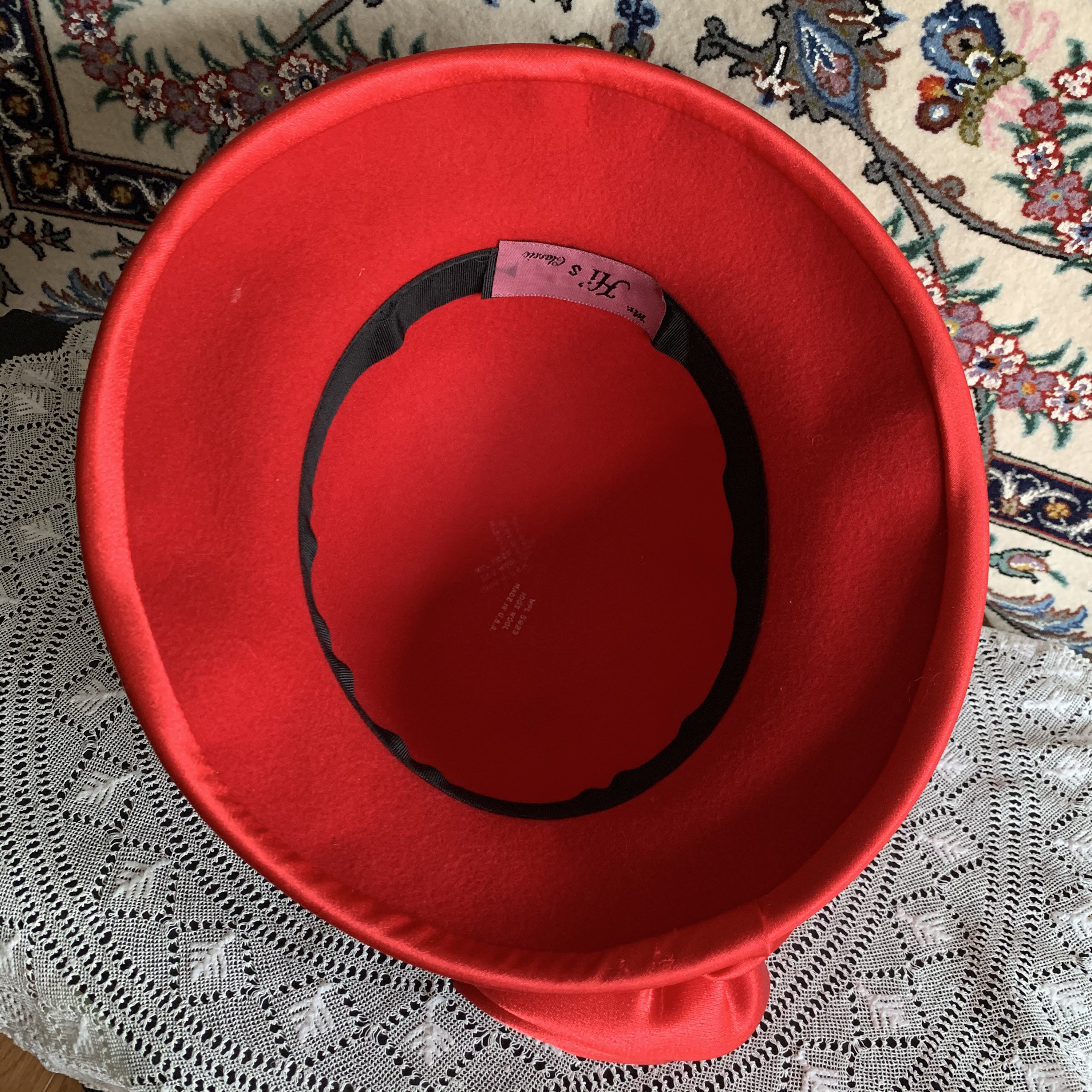 Vintage Ladies Red Hat/ Red Felt and Satin Hat/ Mr. Hi display picture 1
