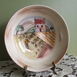 Large VIETRI CERAMIC Pasta Bowl Made in Italy Italian Ceramiche Pasta Bowl/Mediterranean Tuscan Countryside Winery Scene