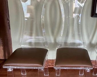 RESERVED!!! Pair of MCM Lucite Dining Chairs// Vintage Large Lucite Chair