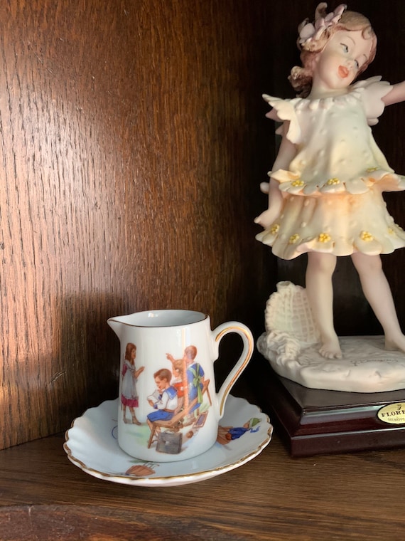 Rare Victoria Czechoslovakia Porcelain Miniature Pitcher & Saucer