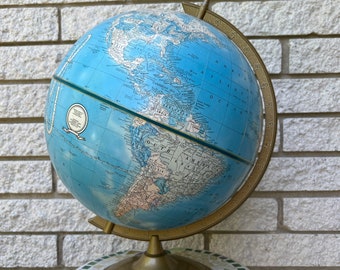 Vintage Cram’s IMPERIAL World Globe with Analemma/ 12" Diameter Raised Globe Made in USA George F. Cram Company