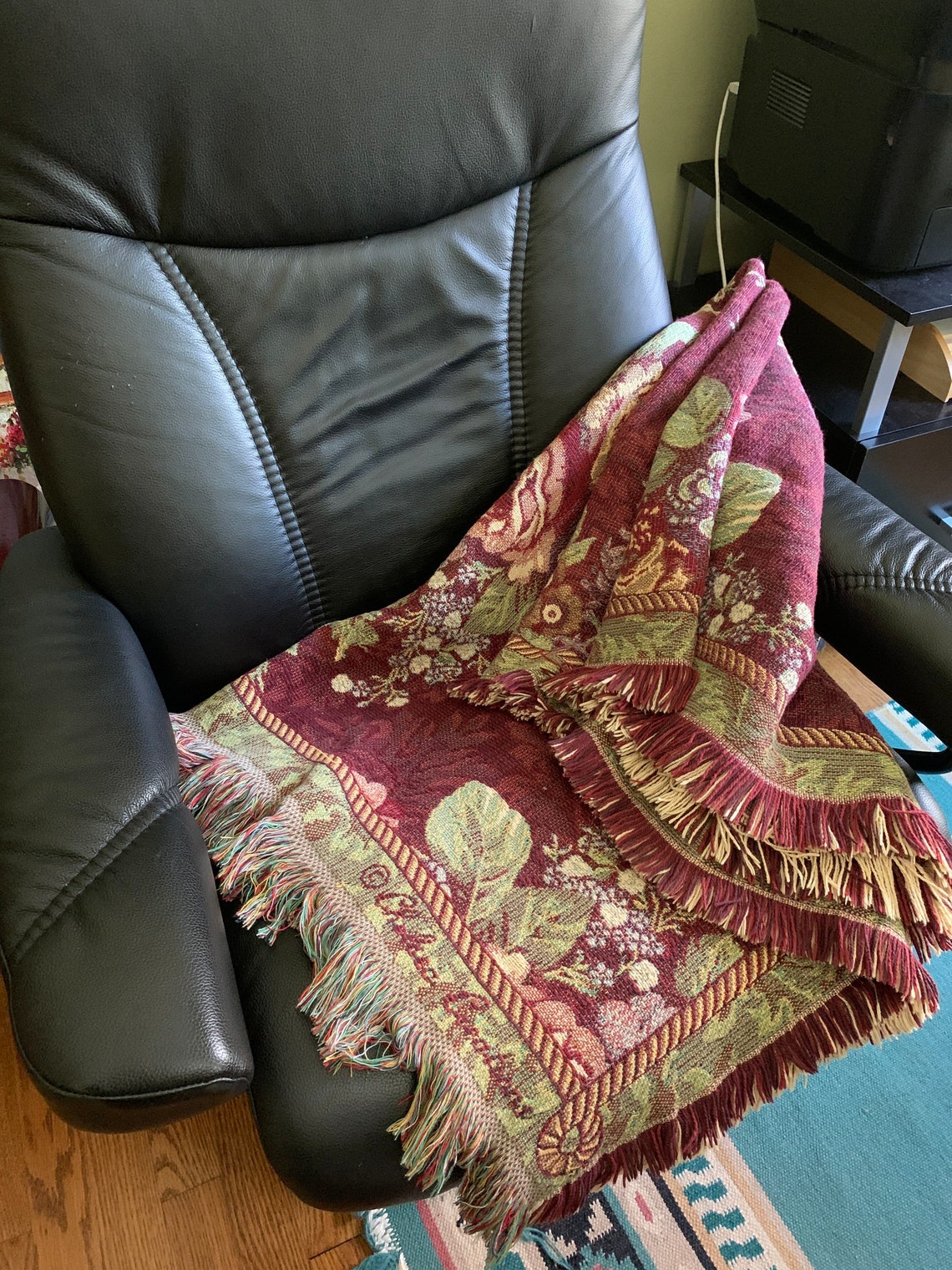 Vintage Goodwin Weavers Cotton TapestryThrow Made in USA/ Etsy