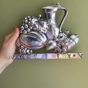 Vintage Kitchen Wall Mounted Hanging Rack with Hooks/ Kitchen Metal Rack with Hooks/ Kitchen Metal Towel Rack