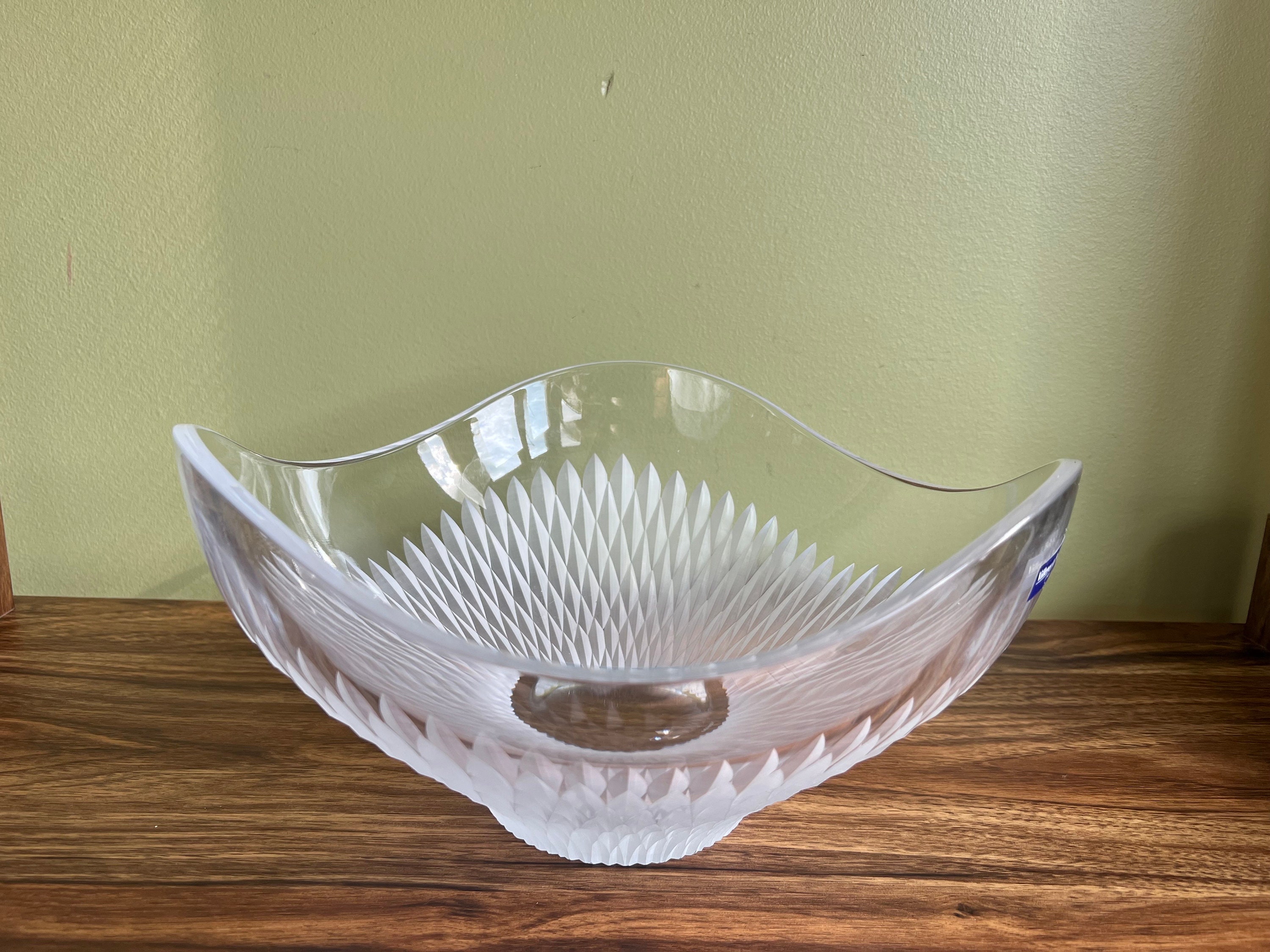 Vintage Villeroy & Boch "Flora" Crystal Bowl/ Large Hand-Cut Bowl 12" Diameter 6.25" Tall