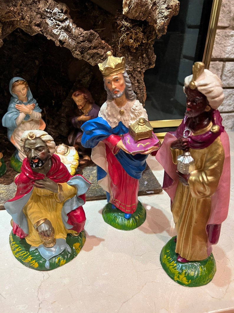 Vintage Large Nativity Set Made in Italy 9 Pieces and Wooden Etsy