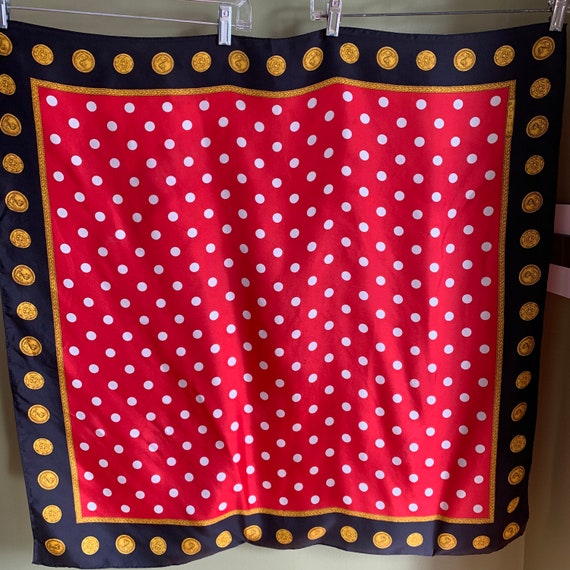 Echo Mod Polka Dot with Coins Print Silk Scarf/ V… - image 1