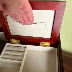 Vintage MELE Mahogany Jewelry Chest Inlay Wood Open Top Ring Holder Bottom Drawer/Wooden Jewelry Box for Men/Unisex Jewelry Box image 4