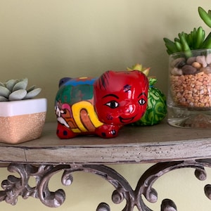 Mexican folk art piggy bank/ Mexican talavera piggy bank