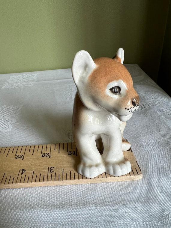 Vintage LFZ USSR Porcelain Lion Cub Figurine/ Lomonosov Made in