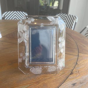 Vintage Crystal Picture Frame with lily of the valley design/Crystal Wedding Picture Frame/Crystal Wedding Photo Frame/Spring Decor