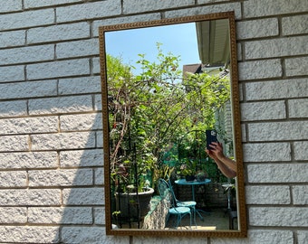 Very Rare! Gold Antique Finish Metal Frame Mirror with