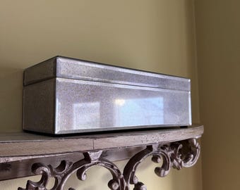 Vintage Valerie Bertinelli Beveled Glass Jewelry Box Black Velvet Lining/Valerie Bertinelli Jewelry Organizer/Renote Control Organizer