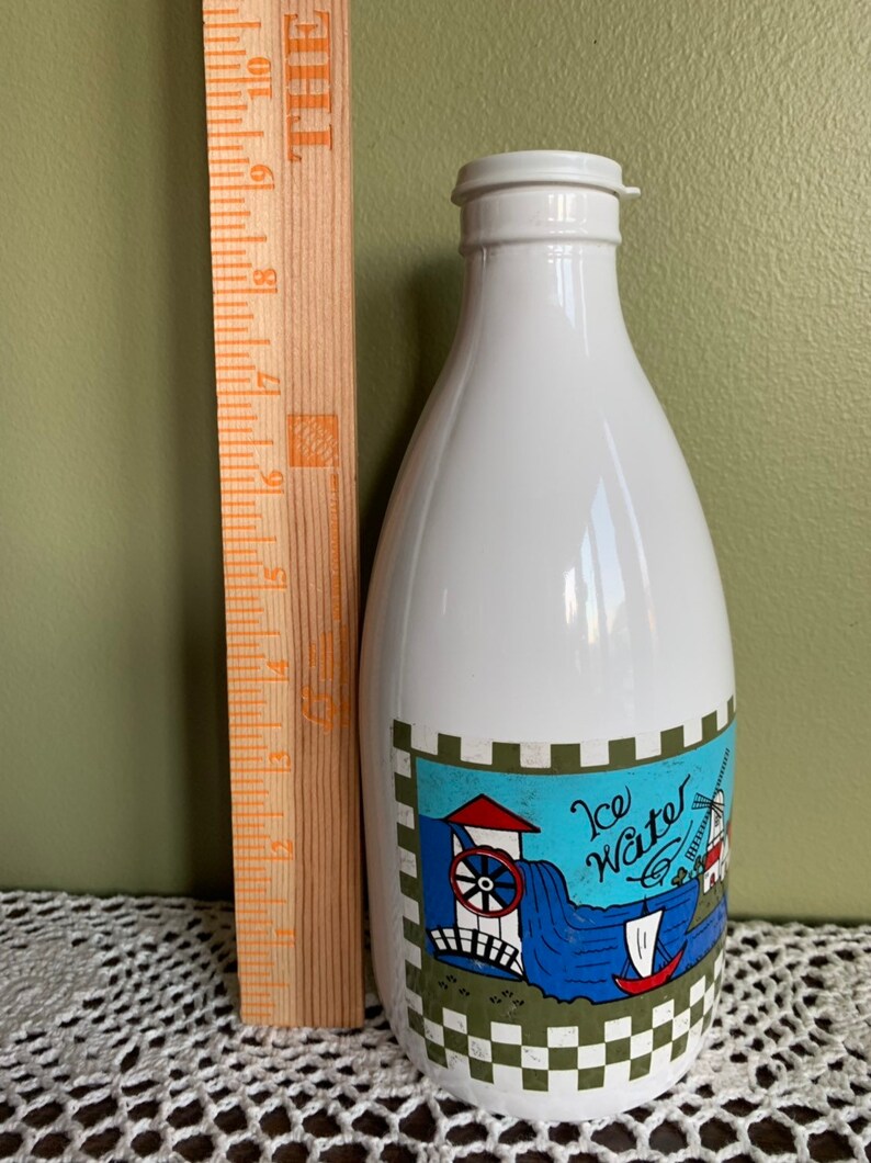 Vintage Glass Water Bottle With Plastic Lid 1 Liter Retro Etsy