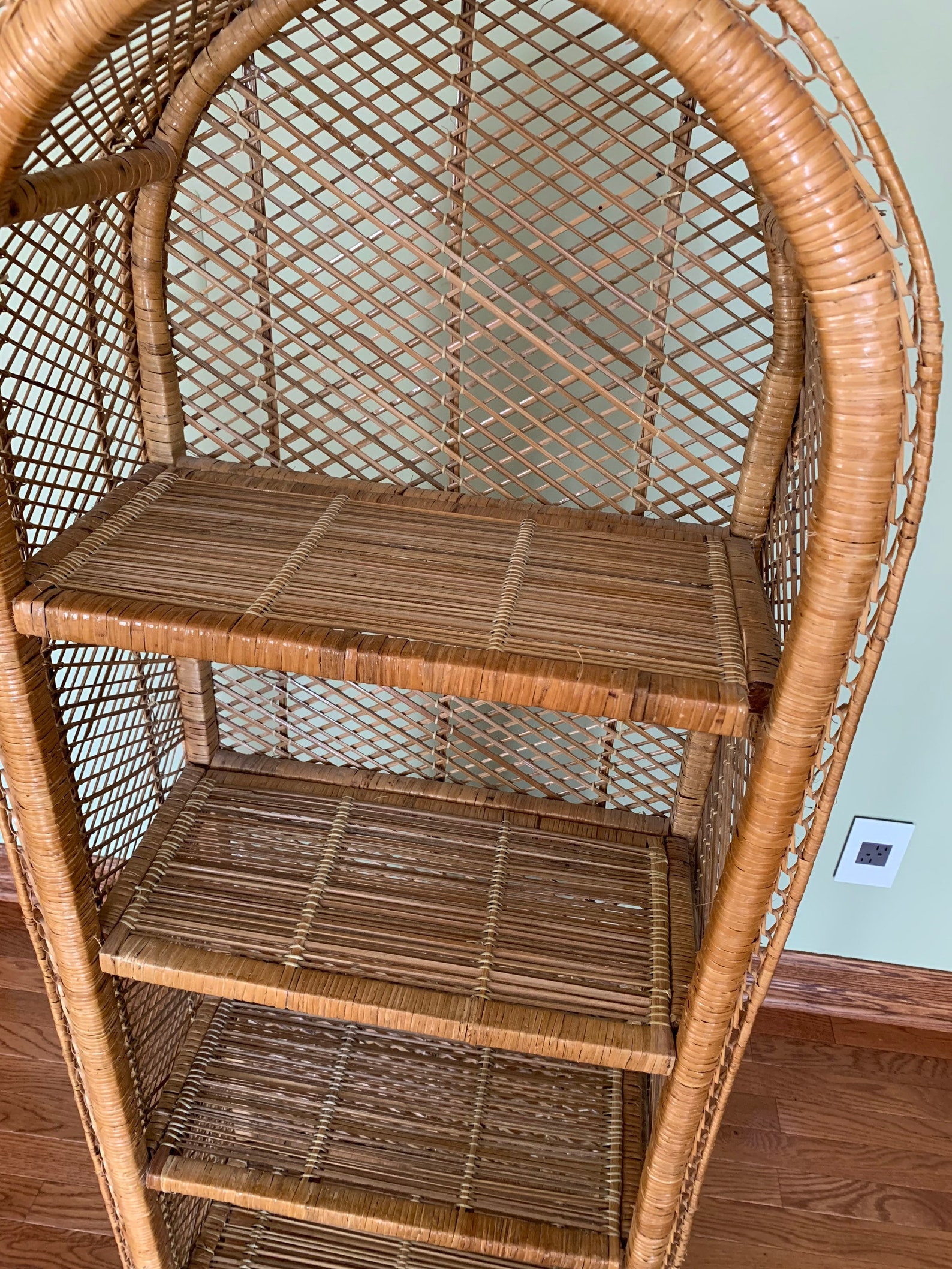 Vintage Rattan Domed Bookshelf/ Wicker Etagere with Arched Etsy
