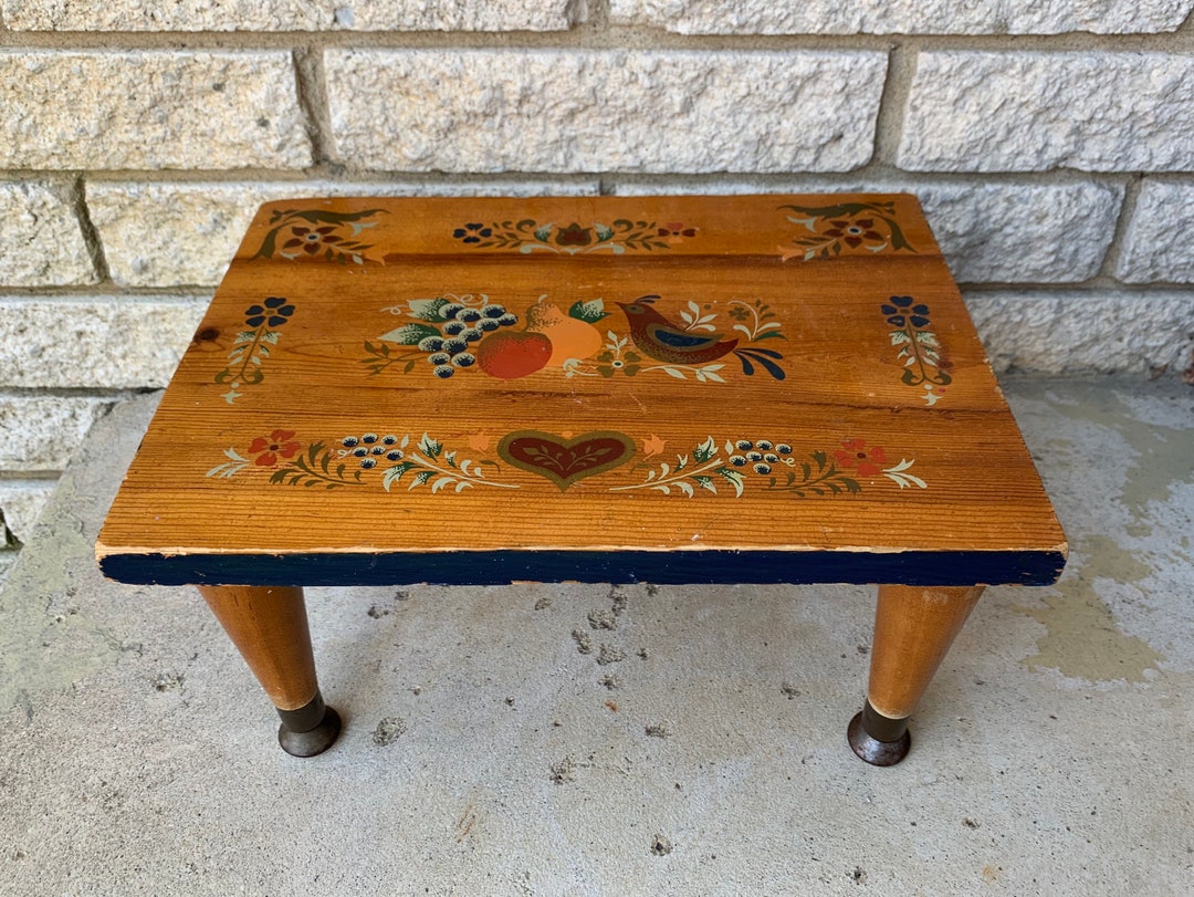 Vintage Rustic Solid Wood Milking Stool/ Primitive Wooden Stool/ Old ...