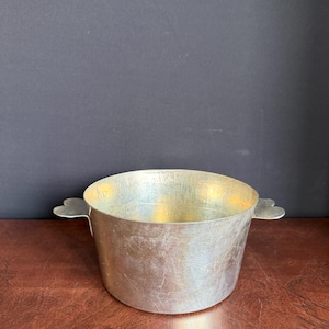 Vintage Made in France CHARLOTTE MOLD #16 Tinned Steel with Heart Handles/ French Charlotte Pot/ French Provincial Stainless Steel Sauce Pot
