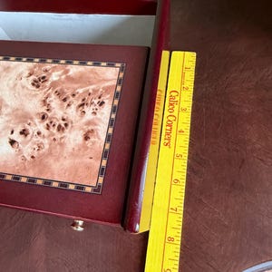 Vintage MELE Mahogany Jewelry Chest Inlay Wood Open Top Ring Holder Bottom Drawer/Wooden Jewelry Box for Men/Unisex Jewelry Box image 10