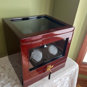 Vintage Orbita Burlwood Programmable WATCH WINDER- 4 Watches Winding Capacity- 8 Watches Storage Drawers + Jewelry Storage Compartment