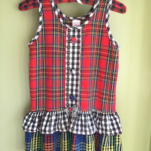 Vintage 80s Buster Brown Girls Christmas Plaid Flannel Dress Vintage Girl Christmas dress