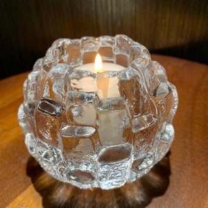 Vintage Kosta Boda Snowball Crystal Candle Holder/ Crystal Tea light Holder/ Fairy Light Holder/Kosta Boda Votive Candle Holder