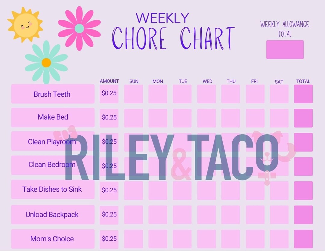 Chore Chart Canva Template - Etsy