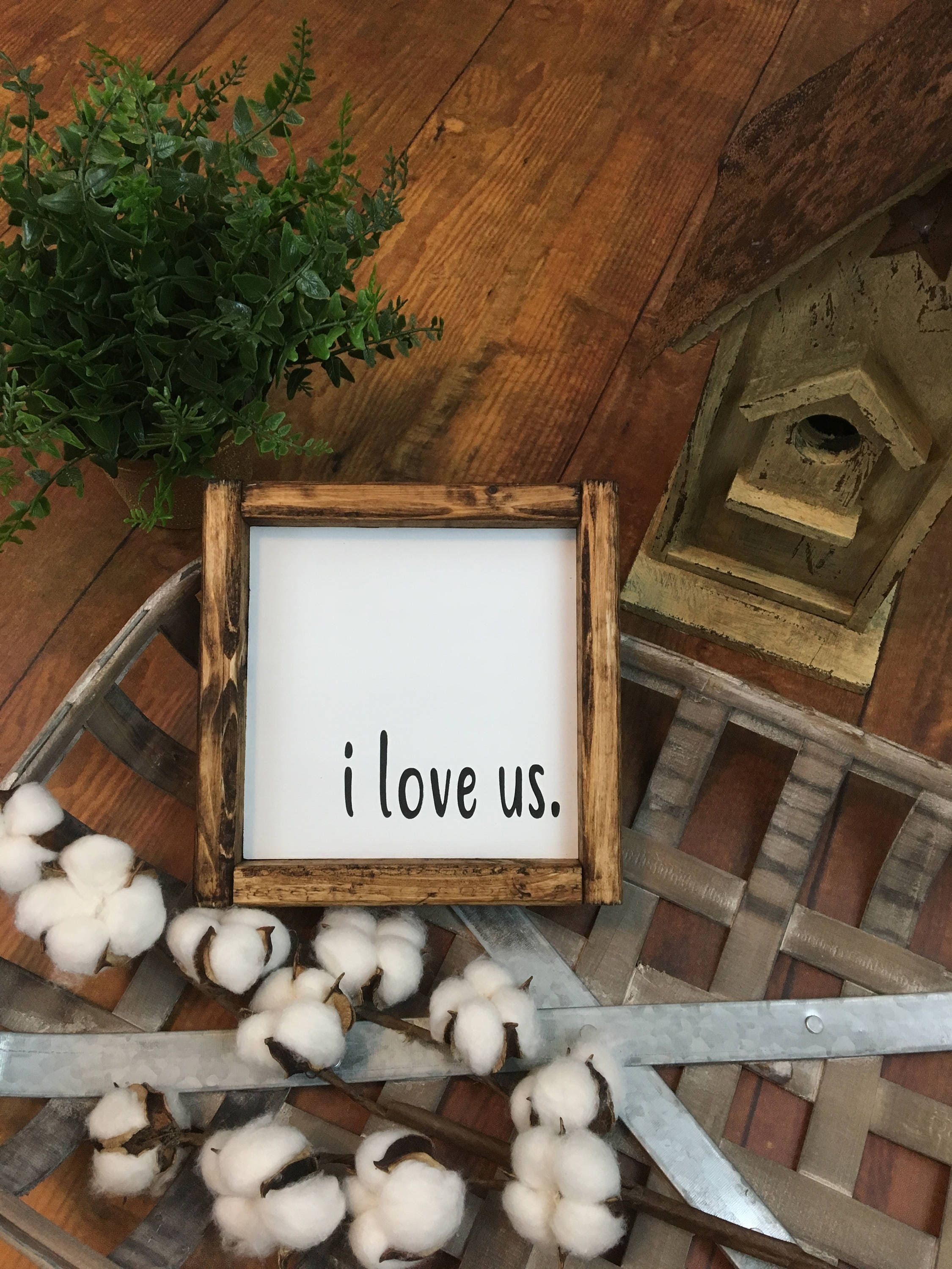 Home Decor Farmhouse sign| Wood Frame Sign i love us Love