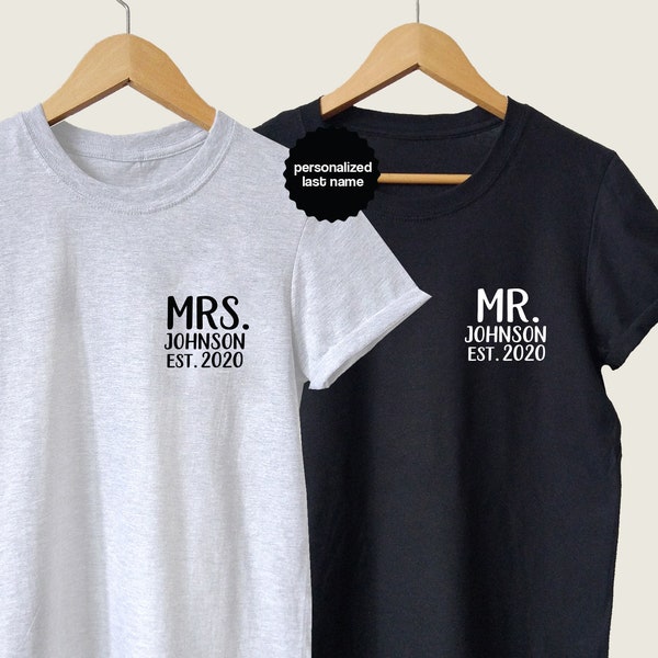 Aangepaste heer en mevrouw shirts, huwelijksreis wieden cadeau voor paar, T-shirts voor man vrouw, verjaardag presenteert voor hem haar, Valentijnsdag