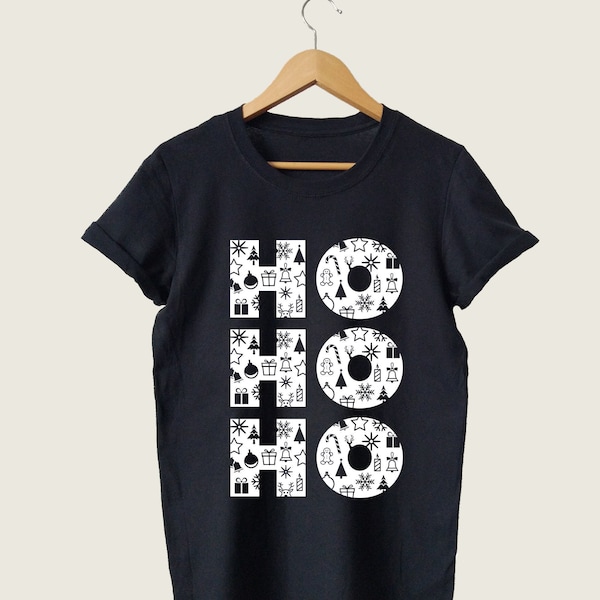 Chemises de Noël Ho Ho Ho, T-shirts graphiques unisexes pour femme et hommes, chemises de Noël amusantes, TShirts de Noël femmes, t-shirts de Noël pour hommes